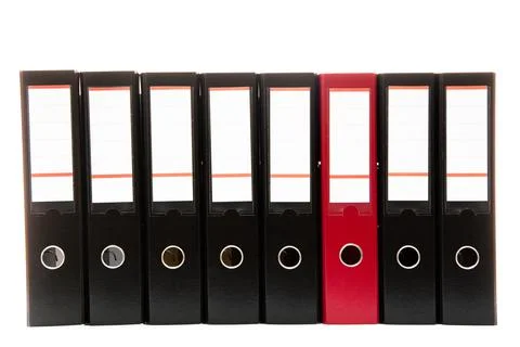 Row of folders for papers and documentation on a shelf in the office 写真素材