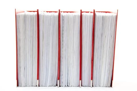 Row of folders for papers and documentation on a shelf in the office 写真素材