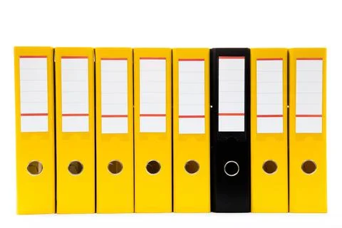 Row of folders for papers and documentation on a shelf in the office 写真素材