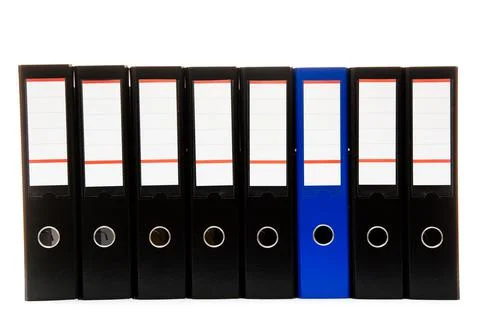 Row of folders for papers and documentation on a shelf in the office 写真素材