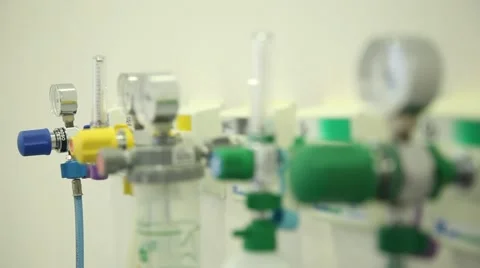 Row of gas valves Stock Footage 46530710