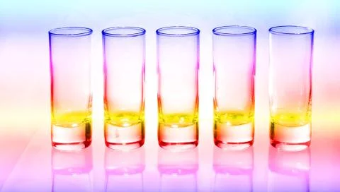 A row of glasses for vodka Stock Photos