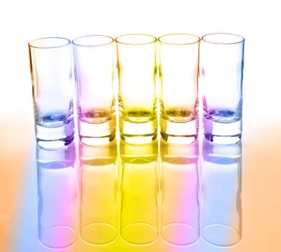 A row of glasses for vodka Stock Photos