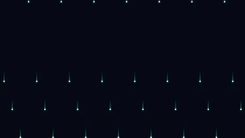 A row of glowing blue icicle lights hanging against a deep black background Video stock 338312064