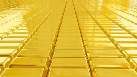 Row of gold bars Stock Illustration