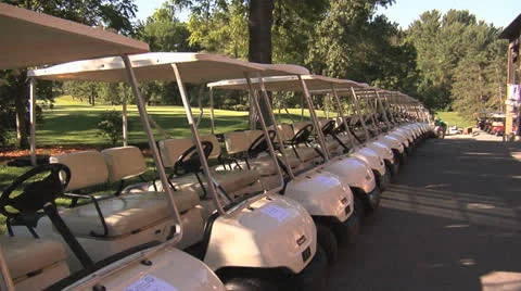 Row of Golf Carts Видео 23848304