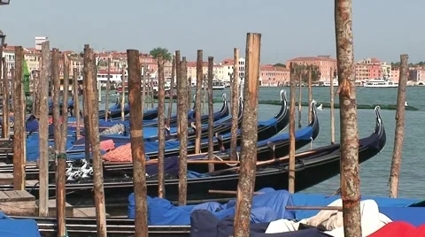 Row of Gondolas Stock Footage 1059608