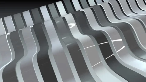 A row of gray stripes with wave motion and reflections. 3D background. Stock Footage 112577304