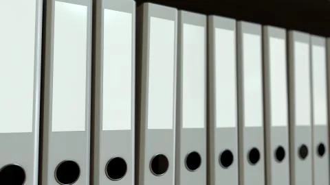 Row of grey office binders. 3D rendering 스톡 일러스트