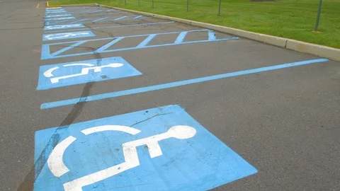 Row of handycap parking spaces 動画素材 95037597