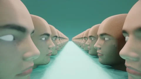 Row of Heads Staring at Each Other. Concept of Debate, Conflict, Oppression Video stock 157449306