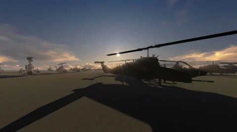 Row of helicopters Stock Footage 38082308