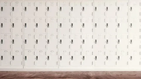 Row of high school lockers for background. Stock Photos