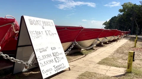 A Row Of Hire Boats Stock Footage 75432742
