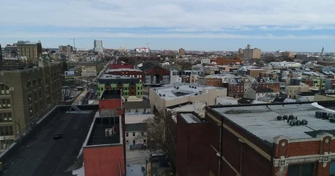 Row House Rooftops And Back Streets In Philadelphia Stock-Footage 87309286