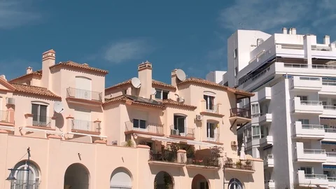 Row housing on the Mediterranean Stock-Footage 73501692