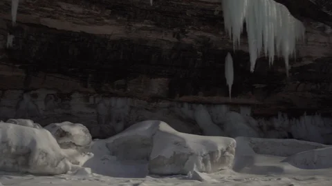 Row of icefalls Stock Footage 100138036