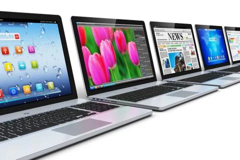 Row of laptops Stock Illustration
