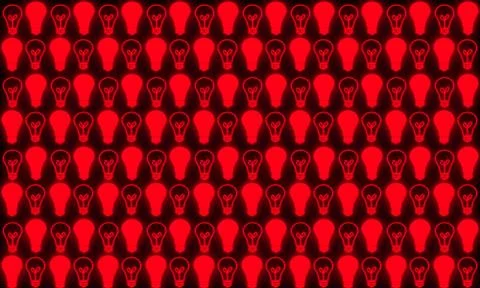 Row of Light Bulb pattern on black background 스톡 일러스트