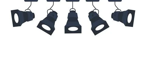 A row of lights are hanging from the ceiling. The lights are blue and white Illustrazione stock