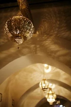 Row of lights on the ceiling Stock Photos