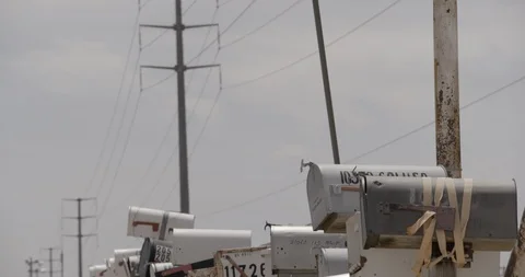 Row of Mailboxes Tilt Down Stock Footage 89941992