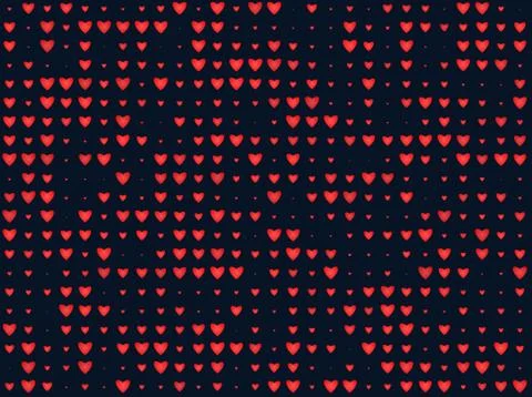Row of many red small hearts backgrounds Stock Illustration