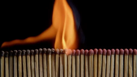 Row of Matches Burning in Sequence Vídeos de archivo 341103891