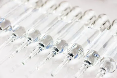 Row of medical ampoules Stock Photos