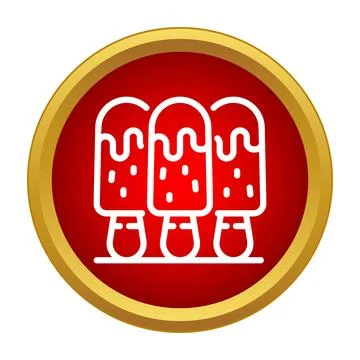 Row of melting popsicles on an ice cream stick icon Stock Illustration