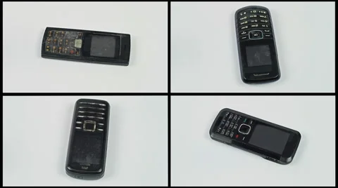Row of mobile phones rotation split screen 4k Stock Footage 53210772
