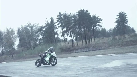 Row of motorcycles in a speed racing Stock Footage 70325949