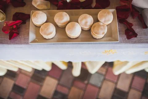 Row of muffins on the wedding table Stock Photos