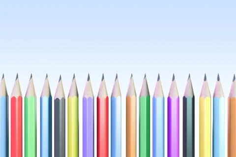 A row of multi-colored pencils. Abstraction backdrop. Stock Illustration