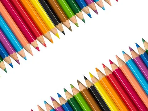 The row of Multicolored Crayon,Frame with Crayon Stock Photos