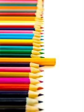 Row Of The Multicolored Pencils Stock Photos