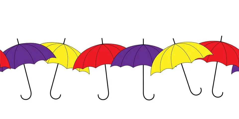 Row of multicolored umbrellas seamless pattern Illustrazione stock