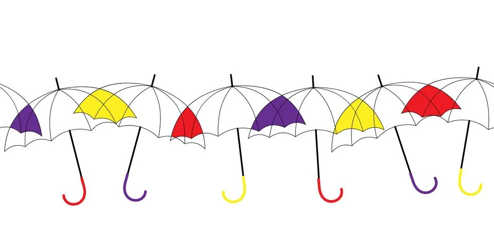 Row of multicolored umbrellas seamless pattern Stock Illustration
