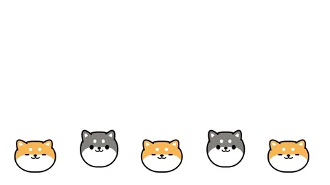 Row of Multiple Shiba Inu Faces Sticker in Sequence Stock Footage 335592350