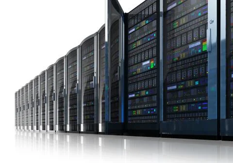 Row of network servers in data center Stock Illustration