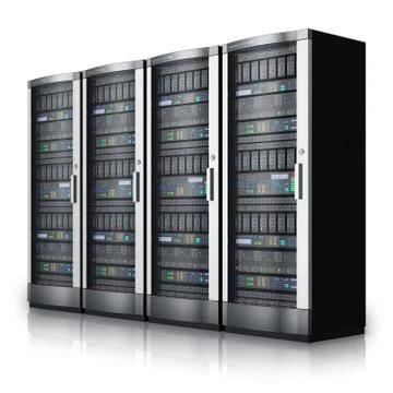 Row of network servers in data center Stock Illustration