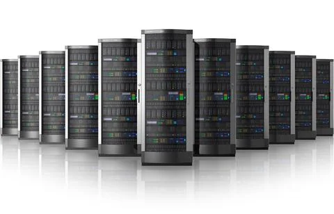 Row of network servers in data center Stock Photos