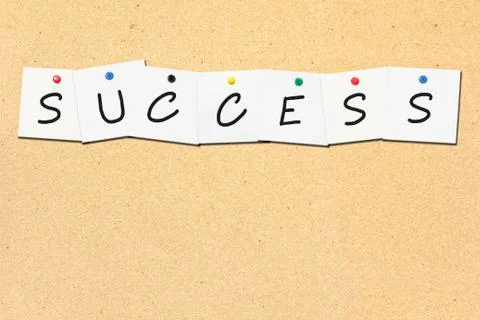 Row of note paper note on cork board Stock Photos