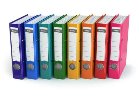 Row of office binders. Row of office binders on white isolated background.... 스톡 사진