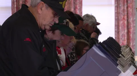 A row of Ohio voters casting ballots in the presidential election Stock-Footage 68218383