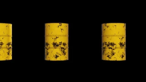 A row of oil barrels in the background. 3D animation of storage and production. Vídeos de archivo 334030788