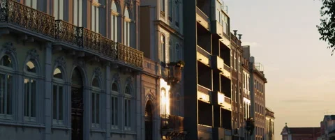 Row of old apartment buildings Stock Footage 151395268