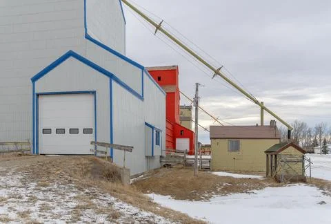 A Row of Old Grain Elevators Stock Photos