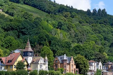 Row of old homes in Germany Stock Photos