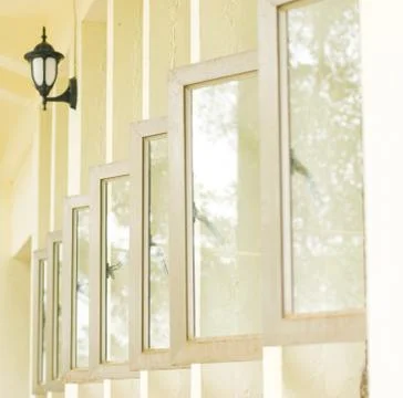 Row of opened windows 스톡 사진